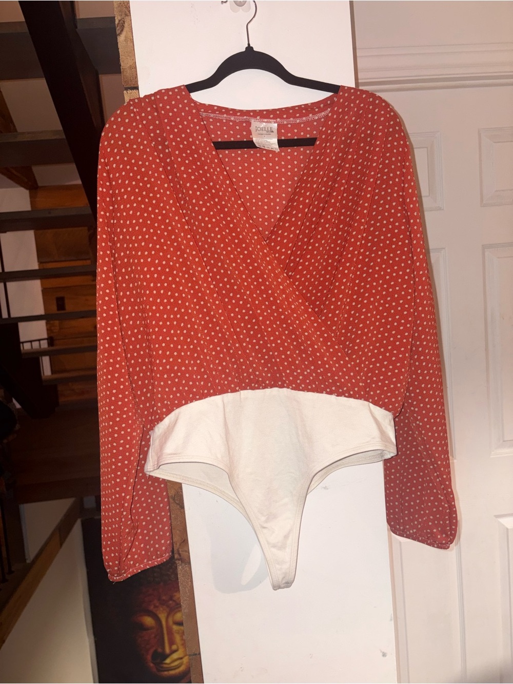 JOELLE Made in Quebec Polka Dot Wrap Bodysuit β Unique Statement Piece
